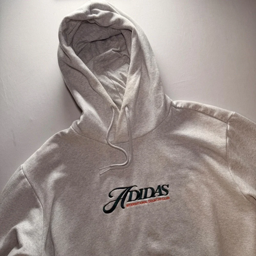 Adidas Country Club Hoodie Mens XL Gray Heather International Embroidered Fleece